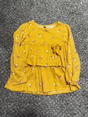 Carter's Mustard Yellow Floral Ruffle Long-Sleeve Top